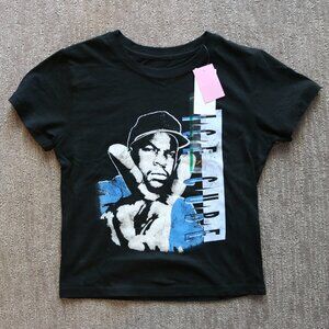 NWT Ice Cube Peace Sign Black Cotton T Shirt Juniors Teen Girls Large